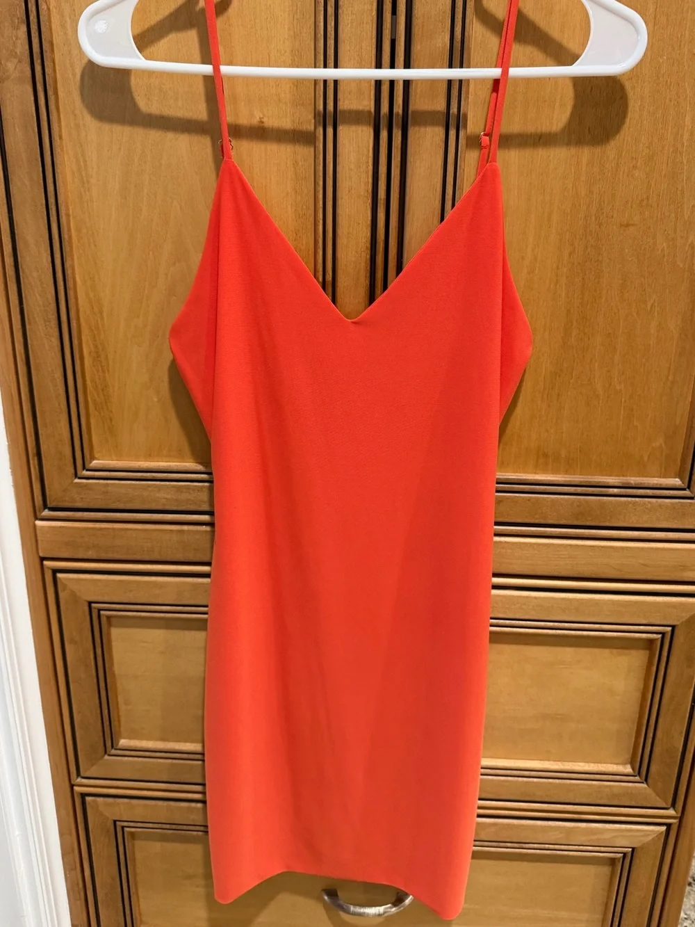 NanaMacs Vibrant Orange Spaghetti-Strap Mini Dress